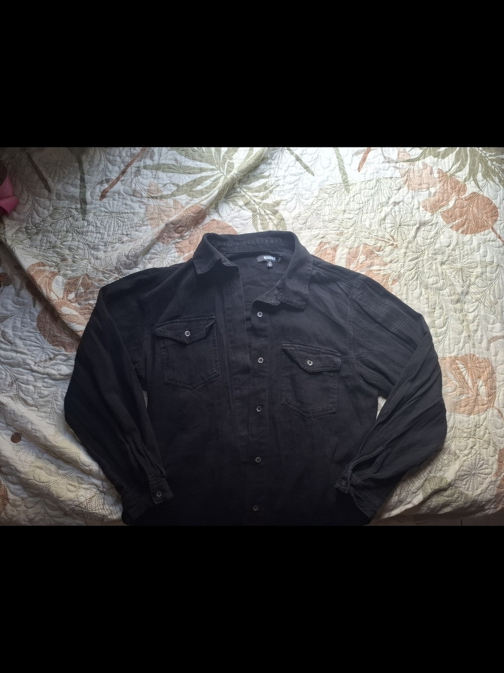 Women's Black Button-Up Long-Sleeve Shirt